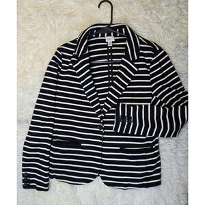Women's Black and White Striped Blazer
